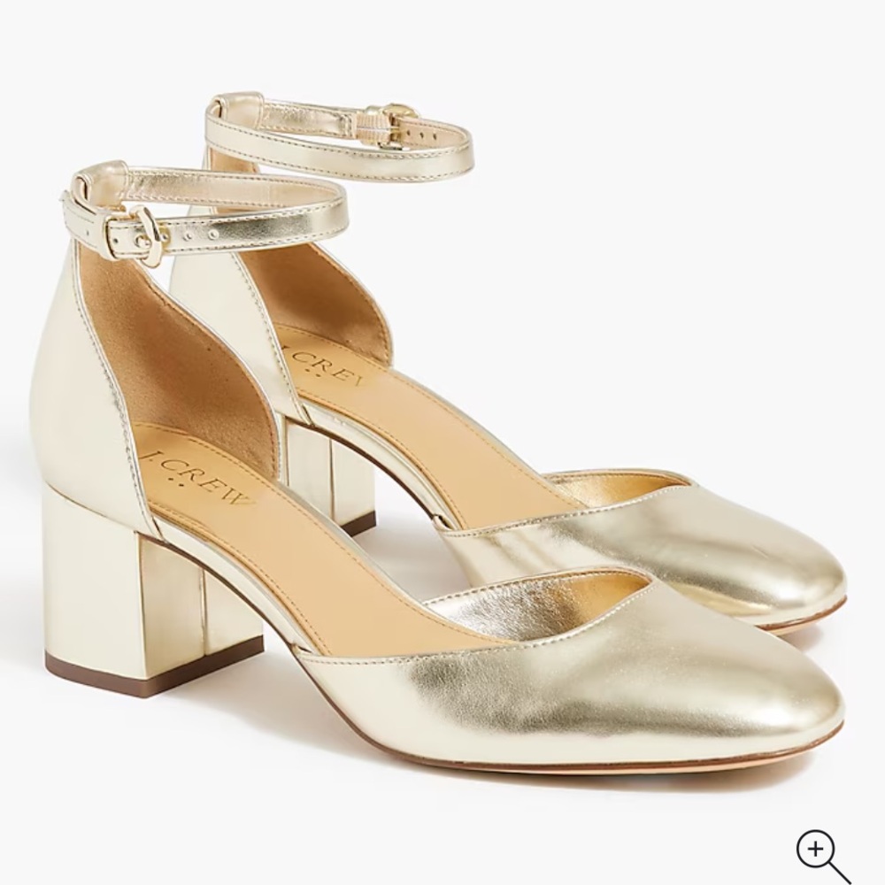 J Crew gold ankle strap heels